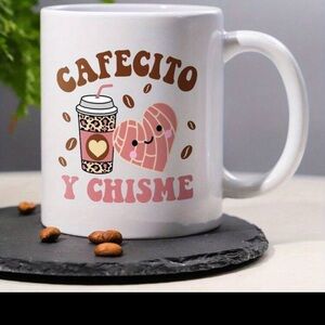 Home Collection Cafecito Y Chisme Mug - White, Brown, Pink